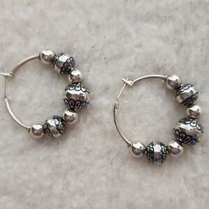 Silver 925 Hoop Earrings with Silver Balls